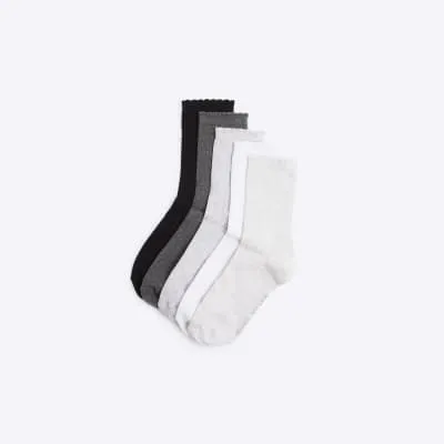 Grey 5 pack Basic Ribbed Socks sold by River Island
