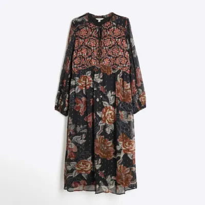 Plus Multi Coloured Floral Midi Dress sold by River Island
