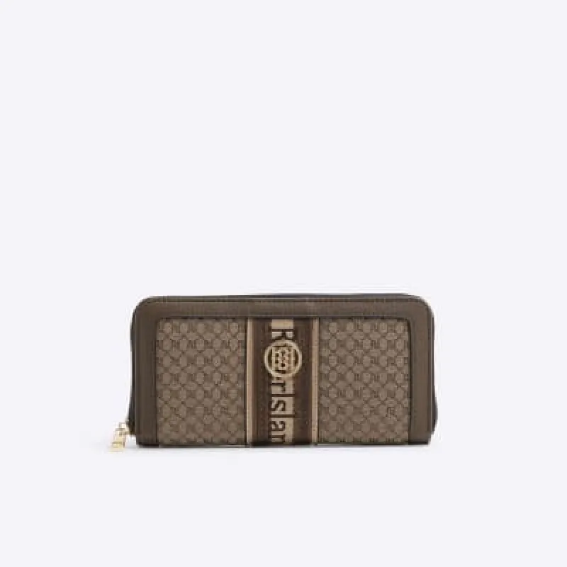 Brown monogram stripe purse sold by River Island
