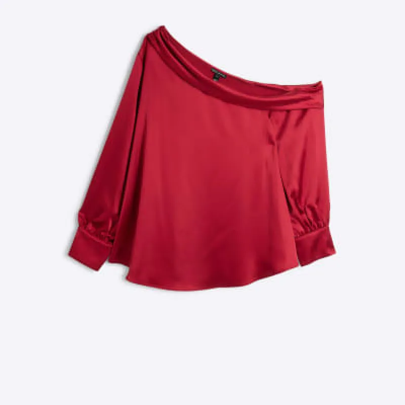 Plus Red Off Shoulder Top sold by River Island