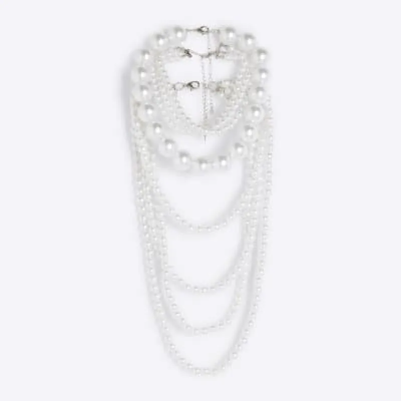 White pearl multirow necklace sold by River Island