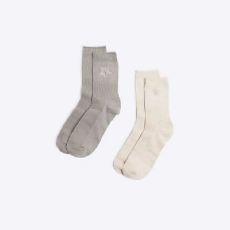 Grey 2 Pack Diamante Socks sold by River Island