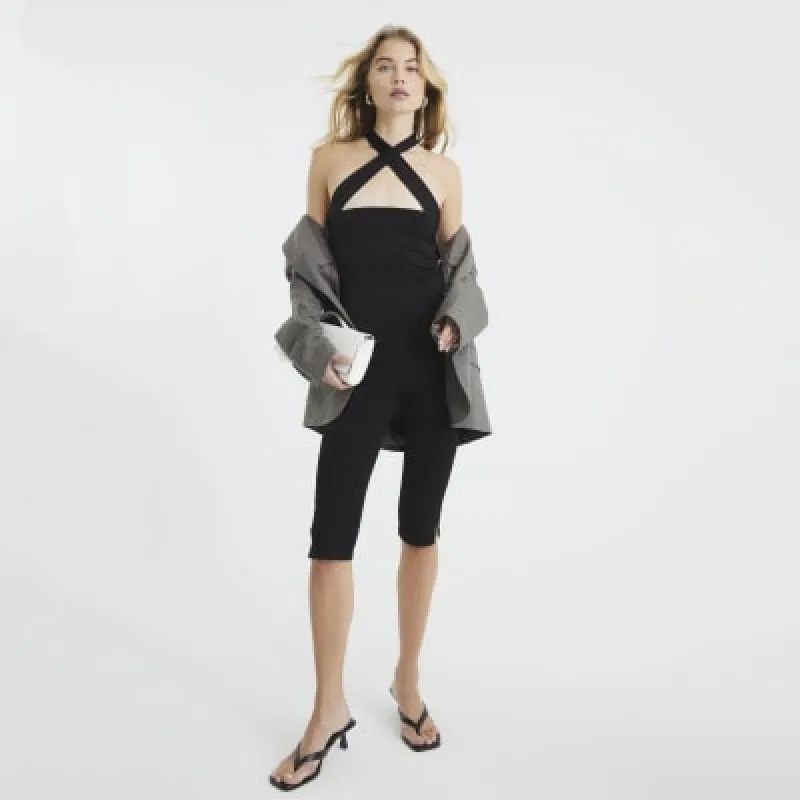Black Sleeveless Halter Neck Top sold by River Island