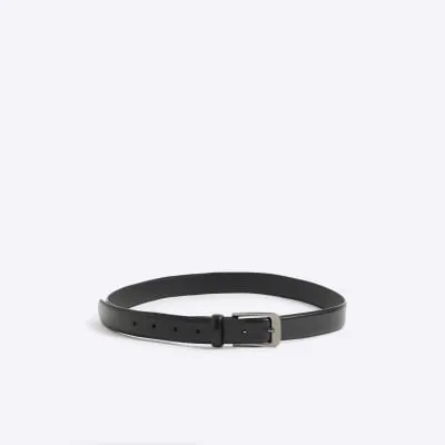 Black faux leather belt sold by River Island