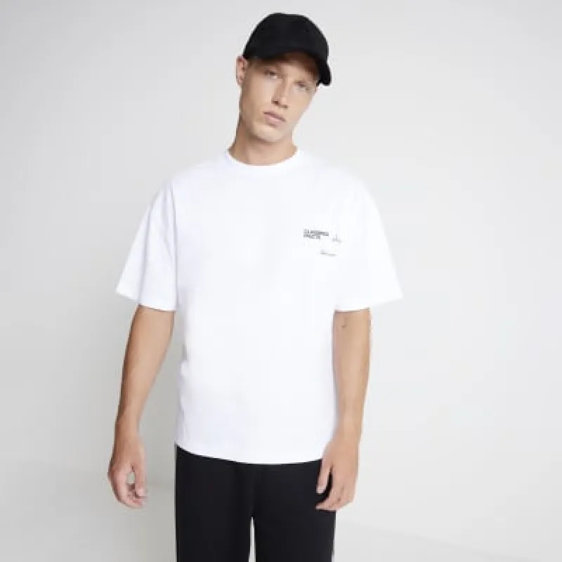White Regular Fit Saint Claude T-Shirt made by River Island