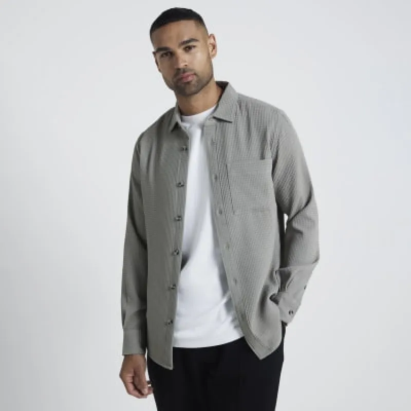 Green Waffle Slim Fit Shirt sold by River Island