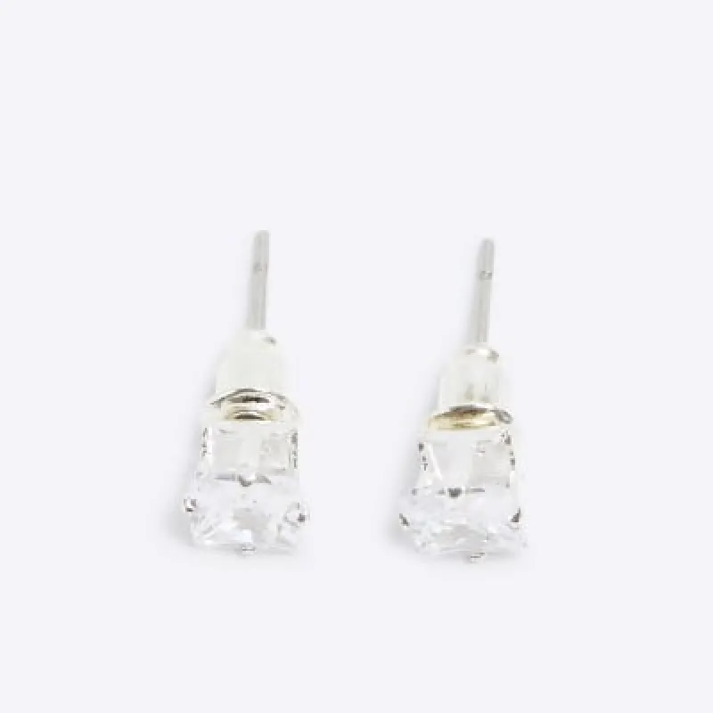 Silver rhinestone stud earrings sold by River Island