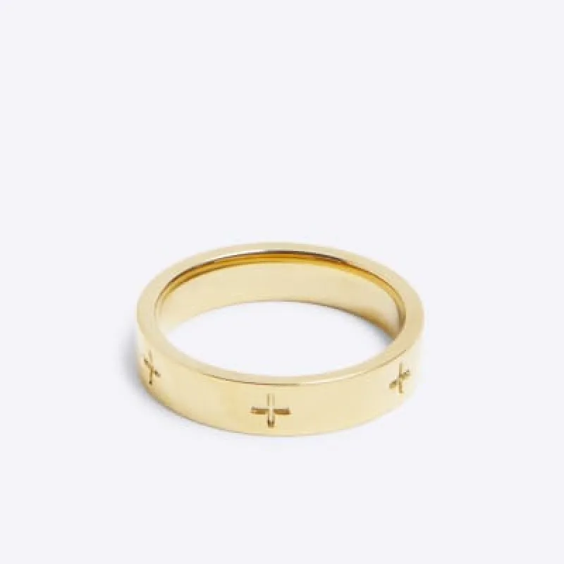 Gold steel circle band ring sold by River Island