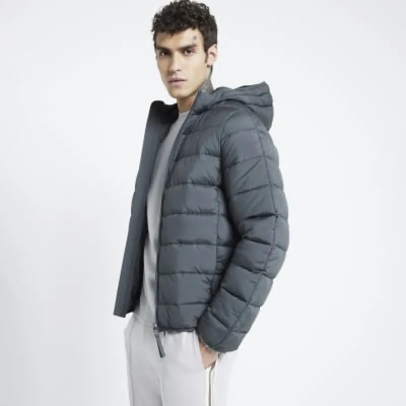 Green Regular Fit Quilted Hooded Puffer Coat sold by River Island