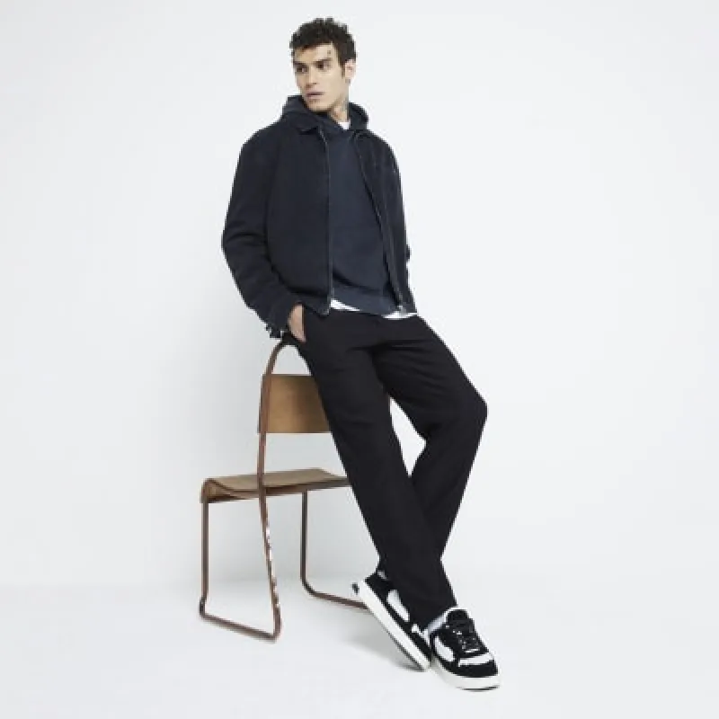 Black Regular Fit Plisse Jogger sold by River Island