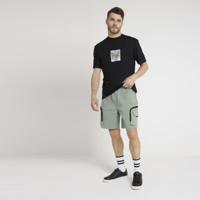 Green Regular Fit Ripstop Cargo Shorts sold by River Island