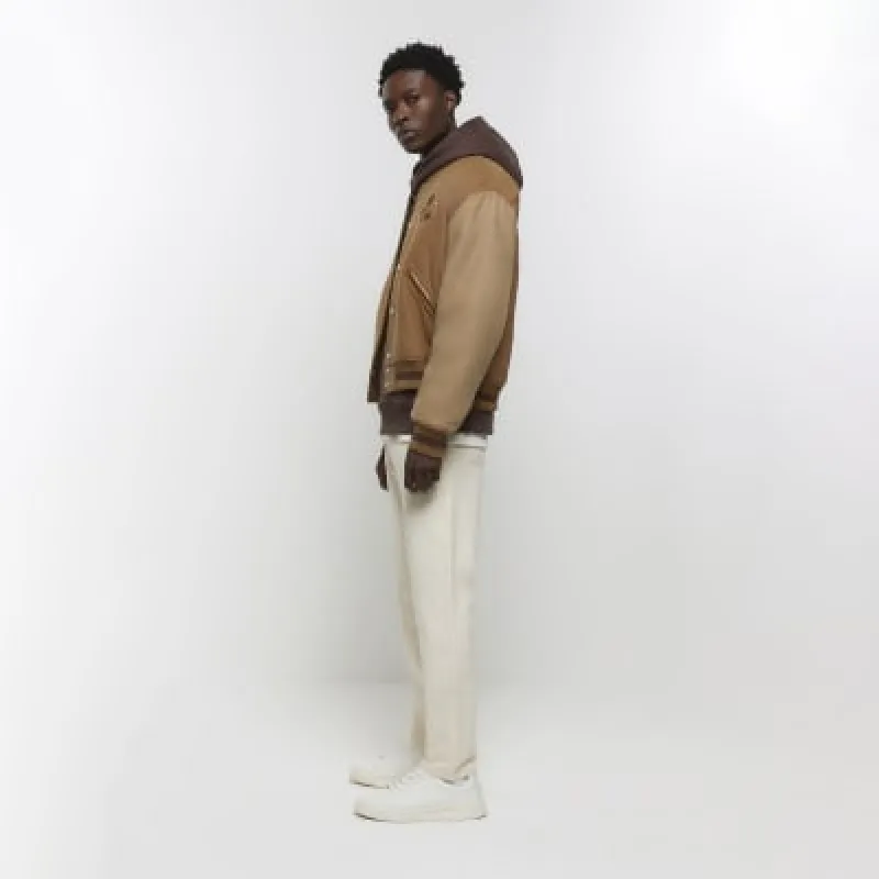 Beige Holloway Road tapered fit jeans sold by River Island