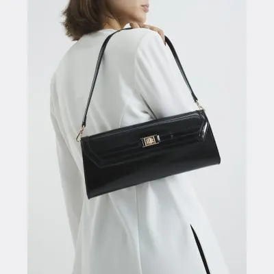 Black Faux Leather RI Clutch Bag sold by River Island