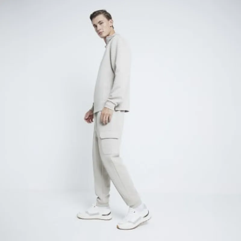 Stone Diamond Quilted Cargo Joggers sold by River Island