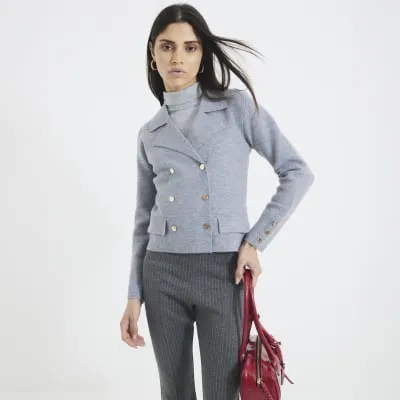 Grey Double Breasted Military Cardigan sold by River Island