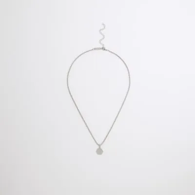 Silver Steel Hexagon Chain Necklace sold by River Island