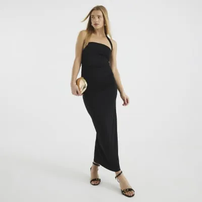 Black Sleeveless Halter Neck Midi Dress sold by River Island