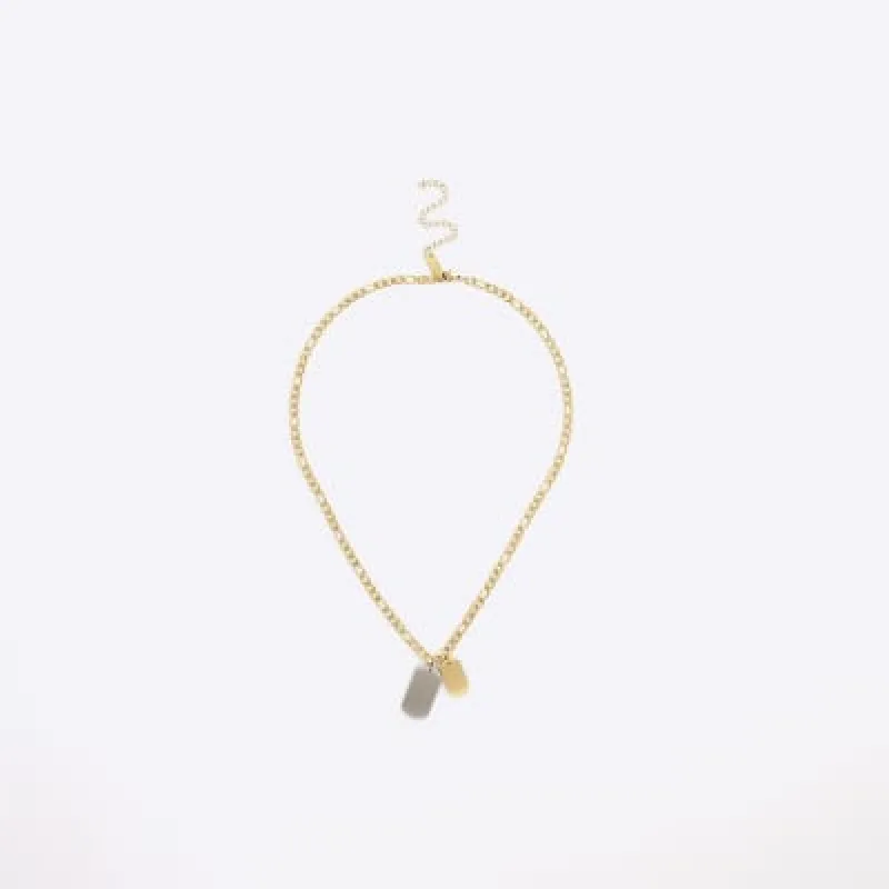 Metal Steel Dog Tags Necklace sold by River Island