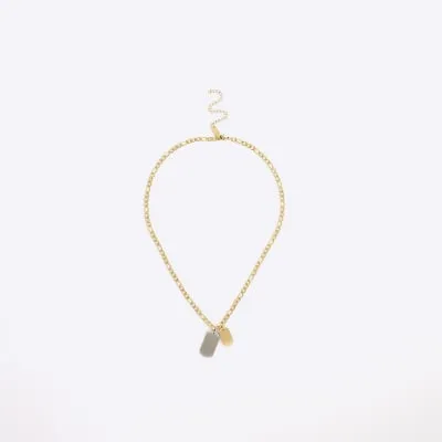 Metal Steel Dog Tags Necklace sold by River Island