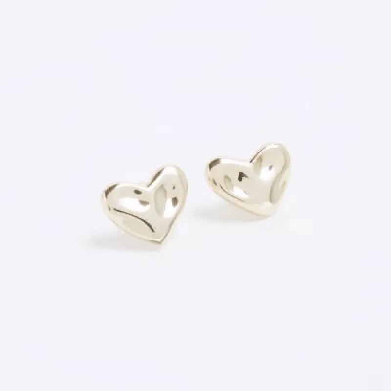 Gold Heart Stud Earrings sold by River Island