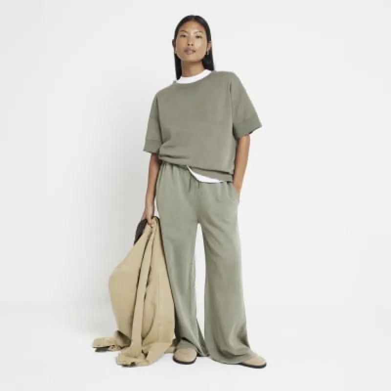 Petite Khaki Washed Sweatshirt T-shirt sold by River Island