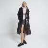 Red Faux leather Croc Embossed Trench Coat sold by River Island
