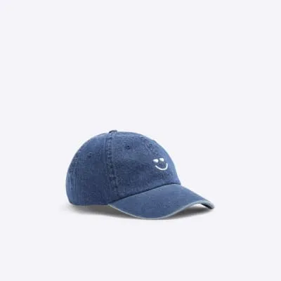 Blue Denim Smile Embroidered Cap sold by River Island