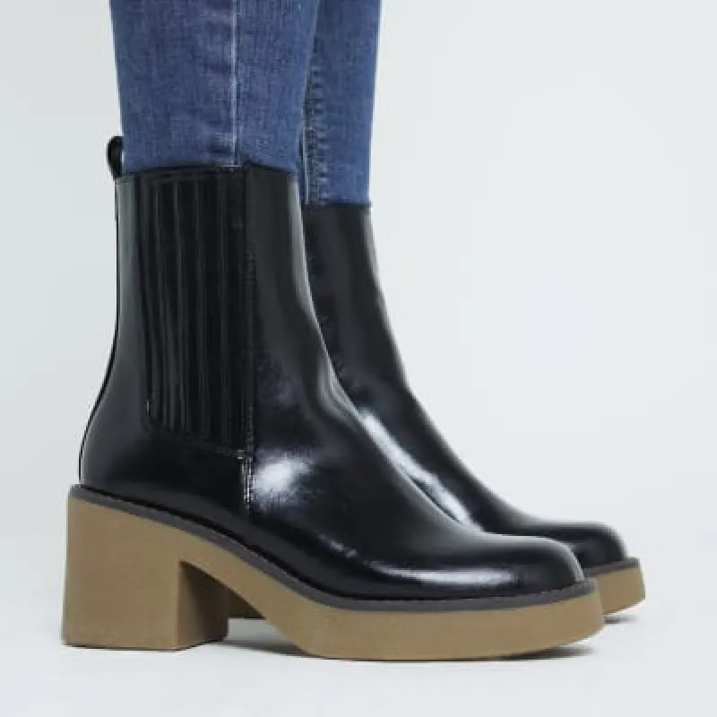 Black Heeled chunky Boots sold by River Island