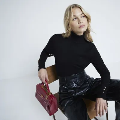 Black Roll Neck Top sold by River Island