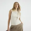 Cream Sleeveless Knot Drape Top sold by River Island