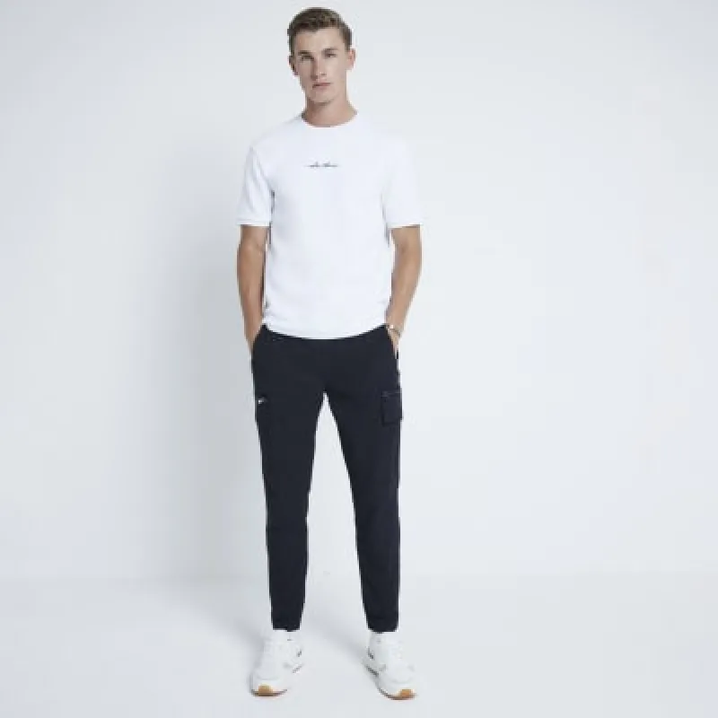 White slim fit stretch embroidery t-shirt sold by River Island