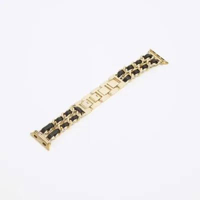 Gold And Black Metal Chain Watch Strap sold by River Island