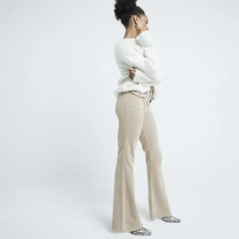 Beige Corduroy Flared Jeans sold by River Island