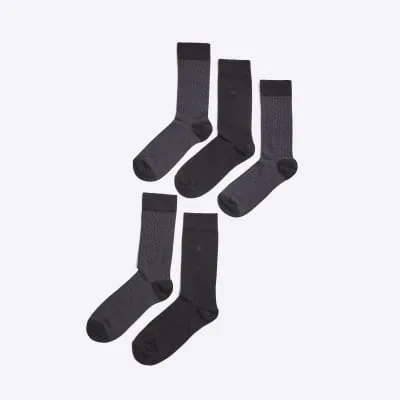 Black RR Monogram pack of 5 socks sold by River Island