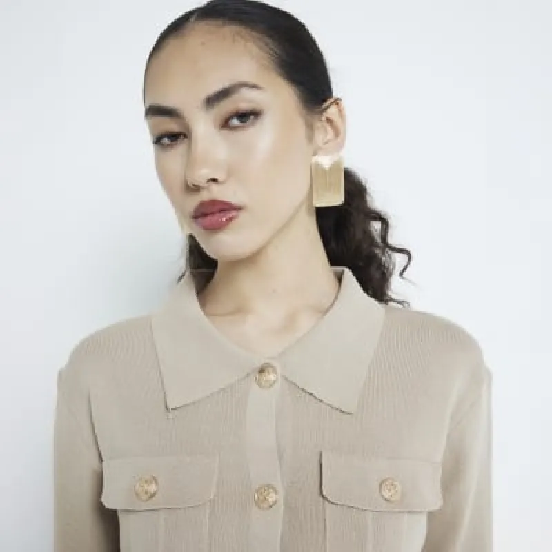 Beige Knitted Trophy Cardigan sold by River Island
