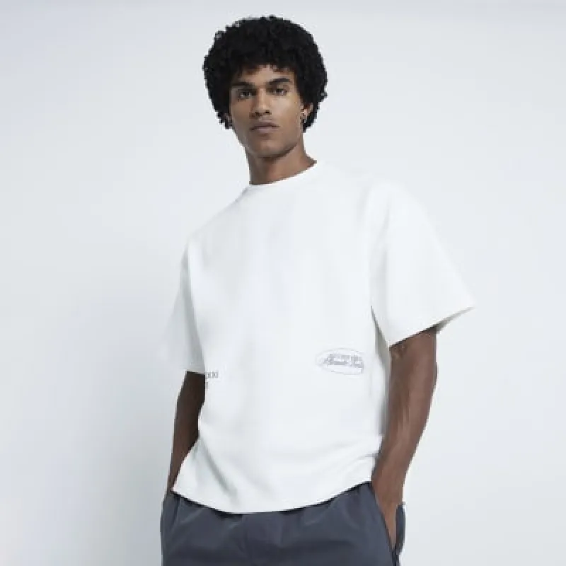 Ecru Short Sleeved Studio Club T-shirt sold by River Island
