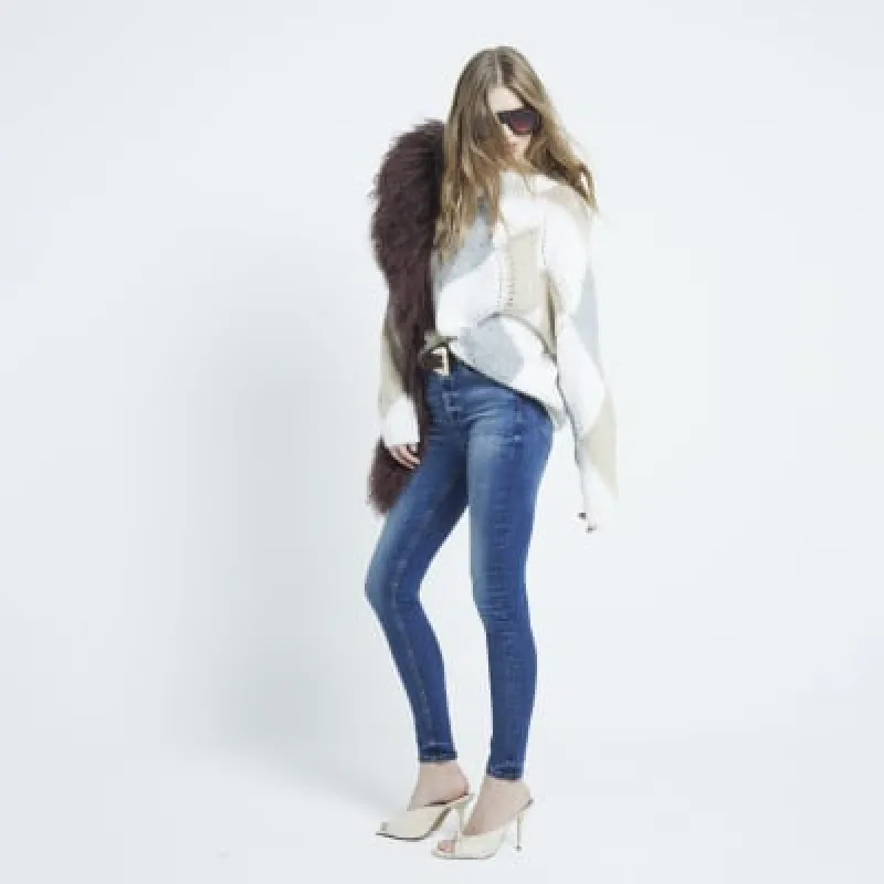 Blue Denim High Rise Super Skinny Jeans sold by River Island