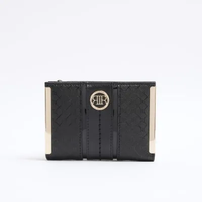 Black Faux Leather RI Monogram Purse sold by River Island