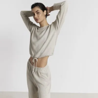 Beige Button Shoulder Top & Jogger Set sold by River Island