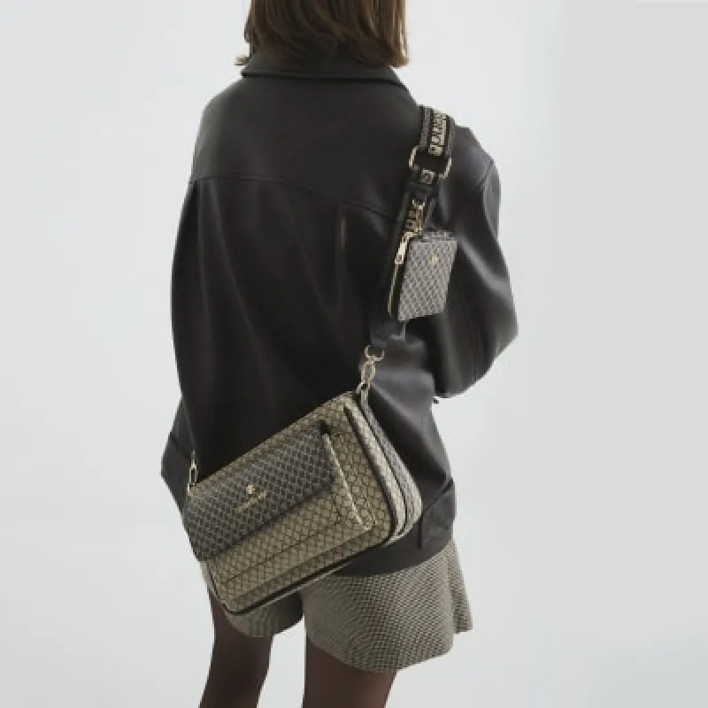 Brown RI Monogram Utility Cross Body Bag sold by River Island