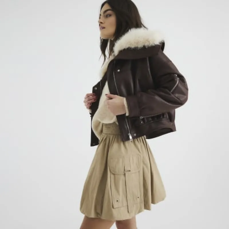 Beige Cargo Bubble Hem Mini Skirt sold by River Island