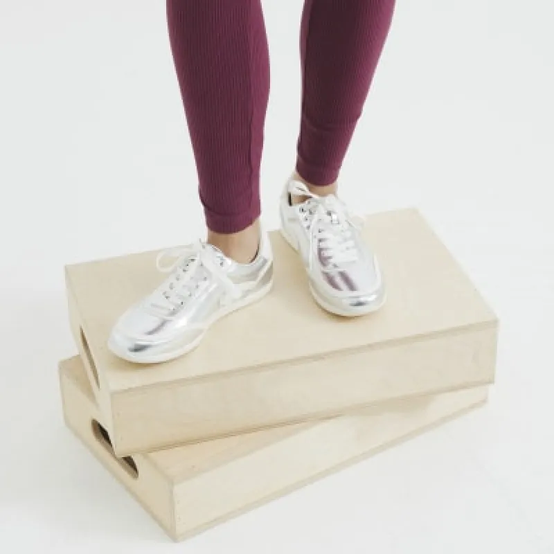 Silver Faux Leather Metallic Lace Up Trainers sold by River Island