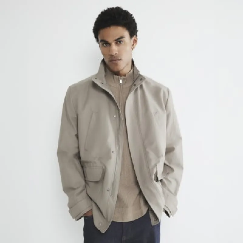 Grey Funnel Neck Multi Pocket Jacket sold by River Island