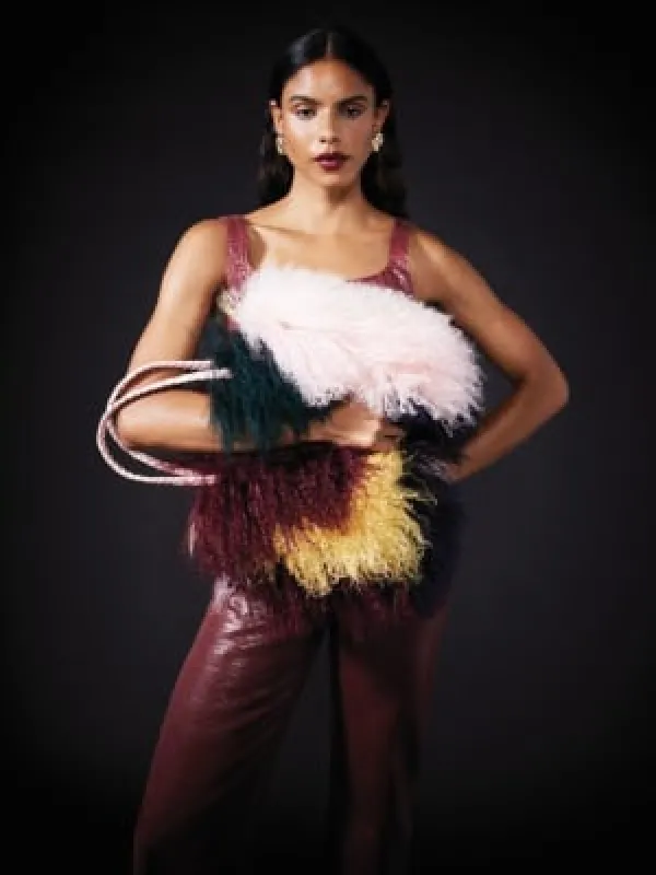 Multi Colour 100% Wool Shearling Tote Bag sold by River Island