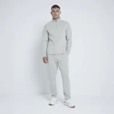 Stone Slim Fit Jacquard Joggers sold by River Island