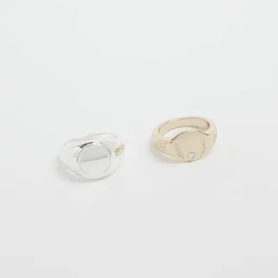 2PK Silver Mixed Metal Rings sold by River Island