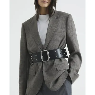 Black Wide Studded Belt sold by River Island