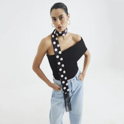 Black Polka Dot Skinny Scarf sold by River Island