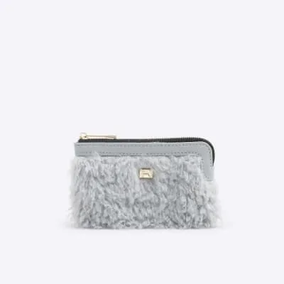 Blue Faux Fur Mini Pouch Purse sold by River Island