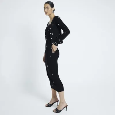 Black Embellished Cardigan sold by River Island